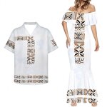 Couples Outfits Shirts Manufacturer - OEM Print Demand Polynesian Tribal Hawaiian Red