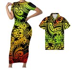 Couples Matching Outfits Manufacturer - OEM Polynesian Tribal Hibiscus Shirts Elegant