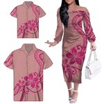Family Outfits Factory - OEM Purple Polynesian Tribal Floral Custom Bodycon Women