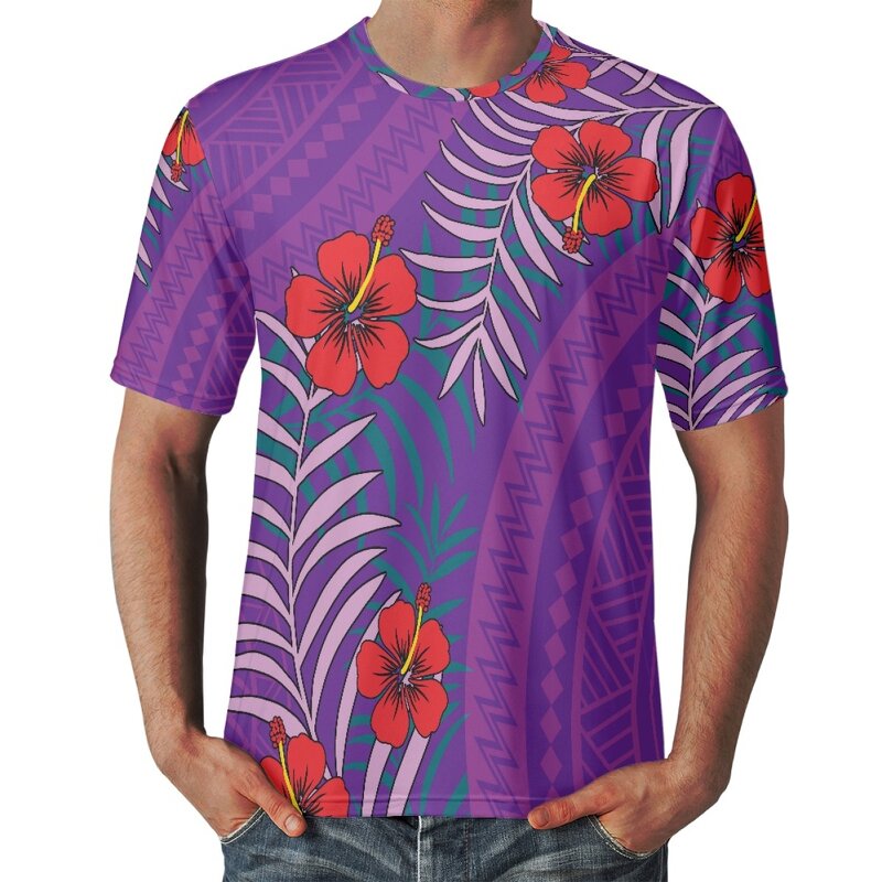 Street Wear Top Factory - OEM Print on Demand Polynesian Hibiscus Comfortable Sports