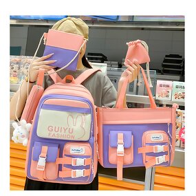 School Backpack Set Manufacturer - OEM Factory Hot Sale 5 Piece Canvas Set