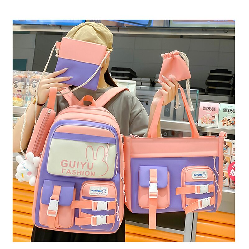 School Backpack Set Manufacturer - OEM Factory Hot Sale 5 Piece Canvas Set