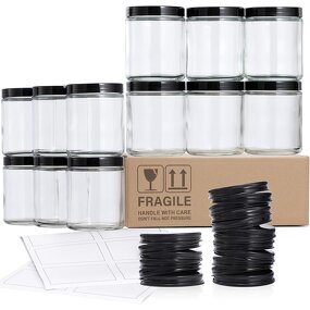 Clear Glass Candle Jar Factory - OEM Wholesale 8oz with Black Plastic Screw Cap