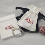 Custom Logo White Earring Cotton Bag Factory - OEM with Ribbed Band Makeup Linen Pouch