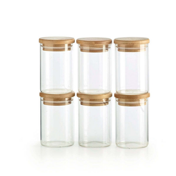 Eco-Friendly Glass Jars Factory - OEM Wholesale 250ml 8oz Mini with Bamboo Lids Kitchen
