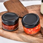 Glass Storage Jar with Black Metal Lid Factory - OEM 50-100ml Screw Cap for Food Storage