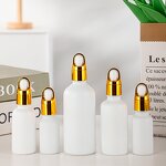 White Glass Essential Oil Bottle Factory - OEM 5-100ml Uv Coating with Gold Lid