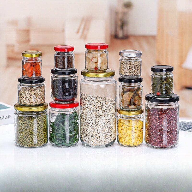 Glass Canning Jars Factory - OEM Bulk 8-16oz 500ml Round Shape Salsa Jam with Metal