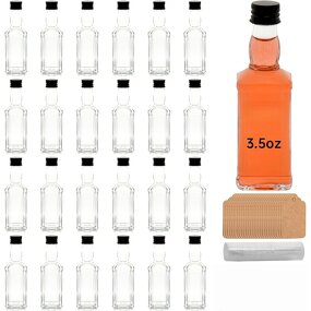 Square Mini Glass Bottles Factory - OEM 50-100ml 3.5oz Small Liquor Bottles with Lids