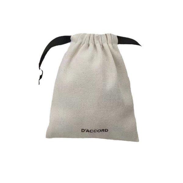 Custom Logo White Earring Cotton Bag Factory - OEM with Ribbed Band Makeup Linen Pouch