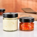 Glass Storage Jar with Black Metal Lid Factory - OEM 50-100ml Screw Cap for Food Storage