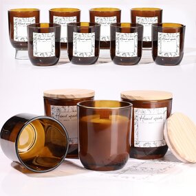 Amber Glass Candle Jars Manufacturer - OEM 180-300ml with Bamboo Lids Airtight Vessels