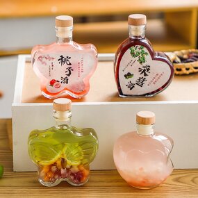 Butterfly Heart Shaped Glass Bottle Factory - OEM Mini 250-350ml Juice Beverage Vodka