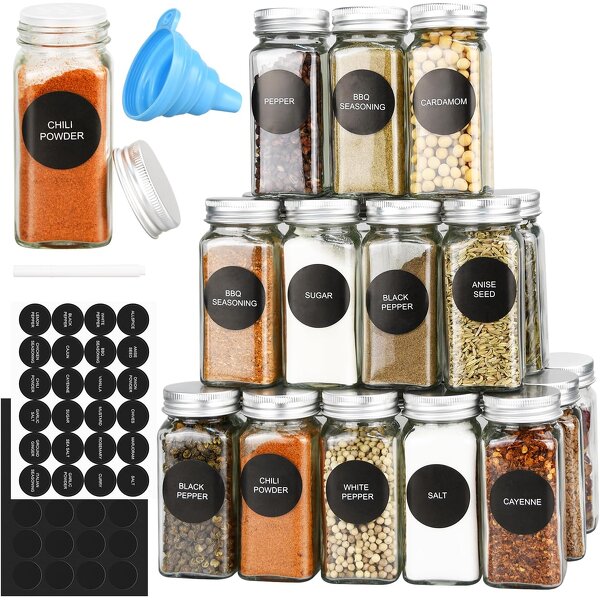 Airtight Glass Spice Containers Manufacturer - OEM 4oz 120ml Square Empty with Shaker Lid