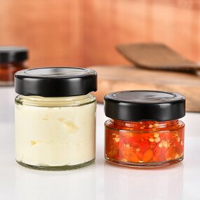 Glass Jar Packaging Factory - OEM Round 50-100ml with Black Lids for Storage Food