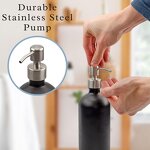 Black Boston Round Glass Bottle Factory - OEM 16 oz with Stainless Steel Pump 500ml