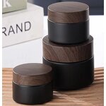 Matte Black Glass Jar Factory - OEM Wholesale 5-50g Empty Cosmetic Jar with Bamboo Lids