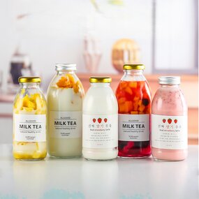 Printed Round Glass Bottle Manufacturer - OEM 300-500ml French Fresh for Cold Press