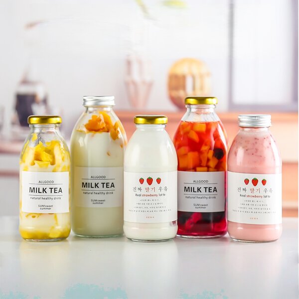 Printed Round Glass Bottle Manufacturer - OEM 300-500ml French Fresh for Cold Press