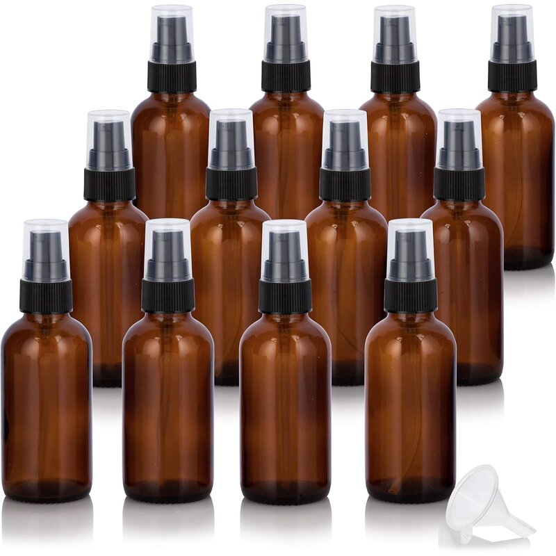 Amber Glass Boston Round Bottle Factory - OEM 2 oz 60 ml with Black Treatment Pump