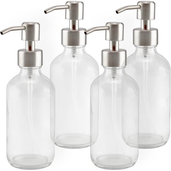 Clear Glass Boston Round Bottles Manufacturer - OEM 8-Ounce with Stainless Steel Lotion