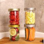 Mason Jars Factory - OEM 4-24oz Canning Jars Preservable Clear Modern Round Metal
