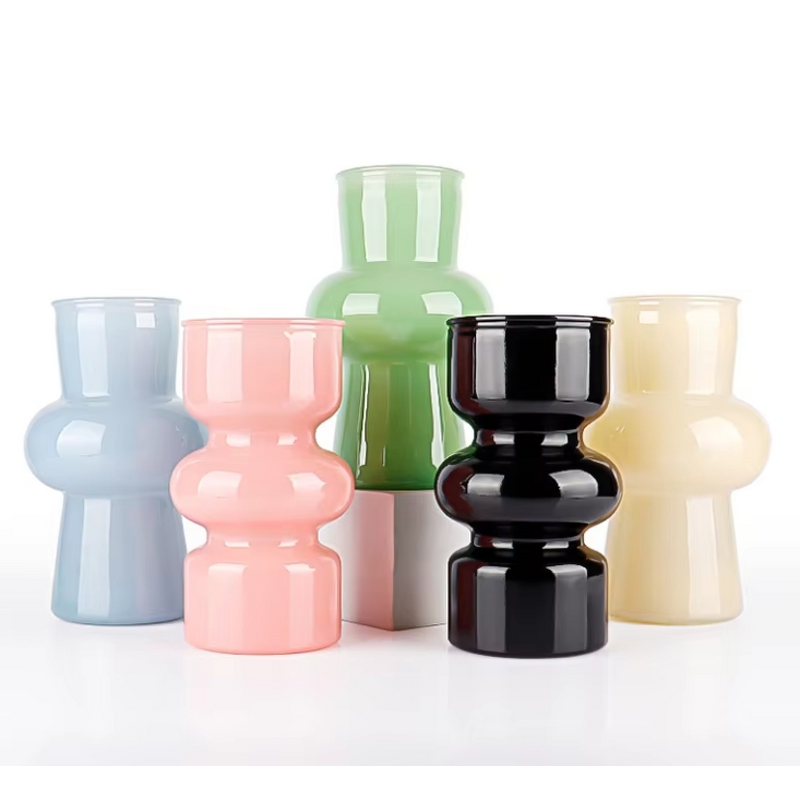 Unique Vibrant Colors Glass Vase Manufacturer - OEM Blue Pink Yellow Black White Luxury