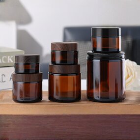 Empty Amber Glass Cosmetic Jars Factory - OEM 1-2oz 30-100g Cosmetics Face Cream Containers