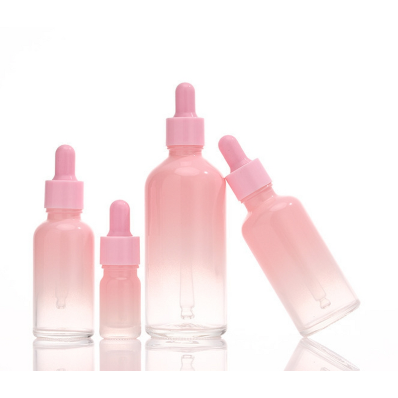 Round Shape Glass Dropper Bottle Manufacturer - OEM 5-100ml Pink Gradient for Essential