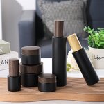 Matte Black Glass Jar Factory - OEM Wholesale 5-50g Empty Cosmetic Jar with Bamboo Lids