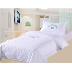 White 100% Cotton Bedding Set Manufacturer - OEM Solid Plain Striped Cover Woven
