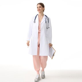 Customized Hospital Scrub Jacket Manufacturer - OEM Long Sleeve White Doctor's Gown