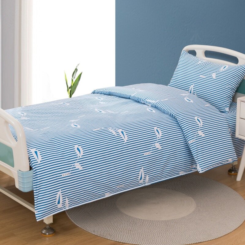 Reusable Hospital Bed Sheet Set Factory - OEM 3-Piece Printed Polyester Cotton