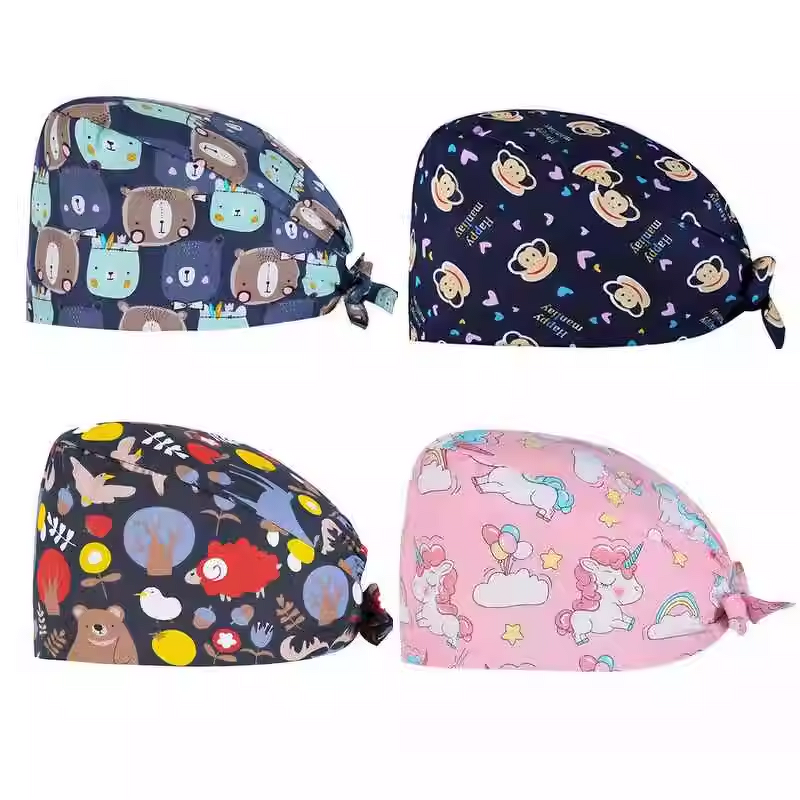Cute Animal Print Scrub Caps Factory - OEM Cotton Women's for Doctors Comfortable