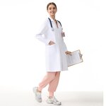 Customized Hospital Scrub Jacket Manufacturer - OEM Long Sleeve White Doctor's Gown