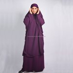 Muslim Abaya Set Factory - OEM Custom 2 Pieces Hooded Khimar Dress