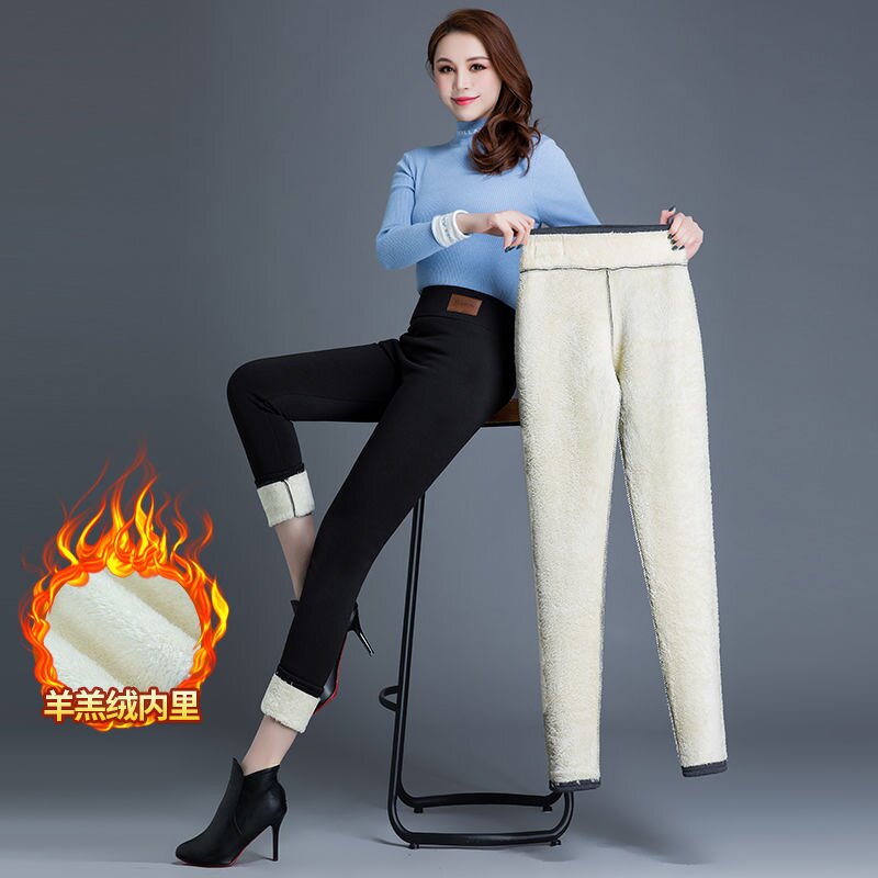 Women Leggings Factory - OEM Custom Thick Velvet Wool Fleece Skinny