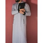 Men Thobe Factory - OEM Custom Long Sleeve Silk Kaftan Hoodie