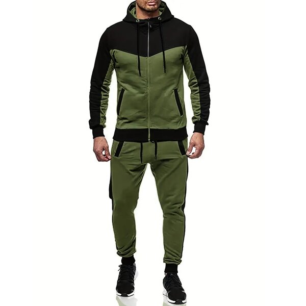 Tracksuit Sweatsuit Factory - OEM Custom Hooded Athletic Patchwork Set