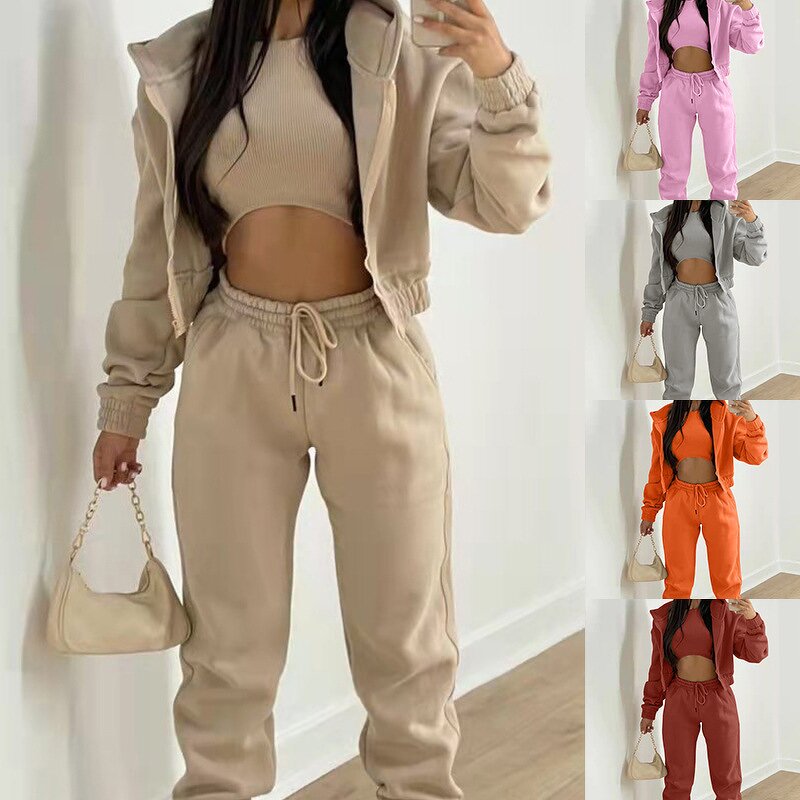 Tracksuit Set Manufacturer - OEM Custom Women's 3 Piece Workout Suit