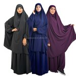 Muslim Abaya Set Factory - OEM Custom 2 Pieces Hooded Khimar Dress