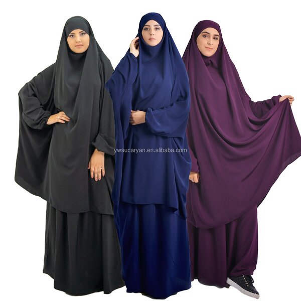 Muslim Abaya Set Factory - OEM Custom 2 Pieces Hooded Khimar Dress