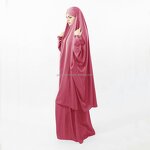 Muslim Abaya Set Factory - OEM Custom 2 Pieces Hooded Khimar Dress
