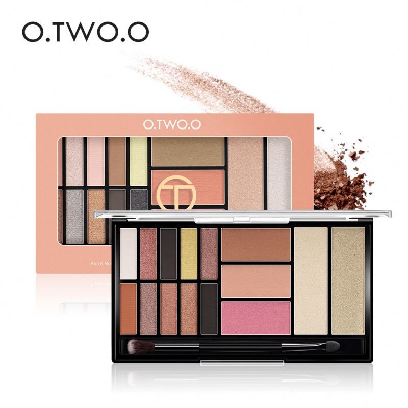 new O.TWO.O New Eyeshadow Highlighter 15 Shades With Brush Contour 3 in 1 Palette Glitter Blush