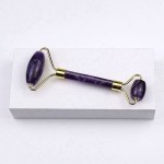 全新面部按摩器天然紫石英石紫水晶玉石滚轮3d纤维睫毛膏