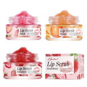 Wholesale Strawberry Peach Orange Natural Vegan Lip Care Scrub Custom Private Label Sugar Organic Lip Scrub