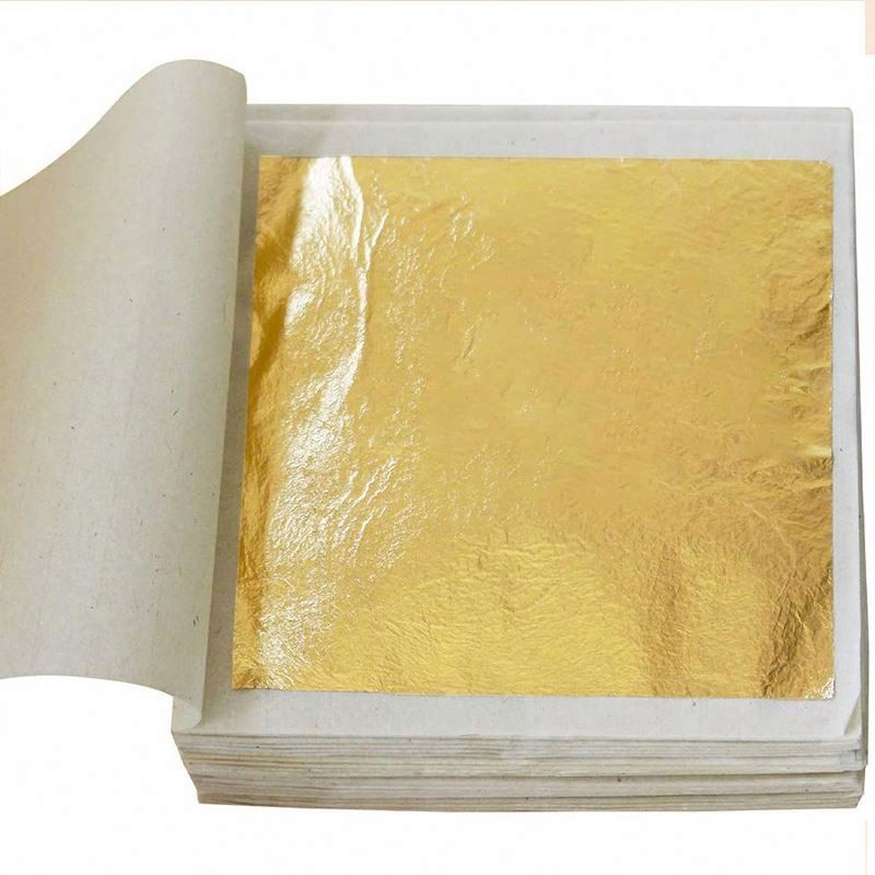 New 4.33x4.33cm 24K Genuine Foil Sheets for Face Skin Care Food Buddha Decoration Gold Leaf Paper