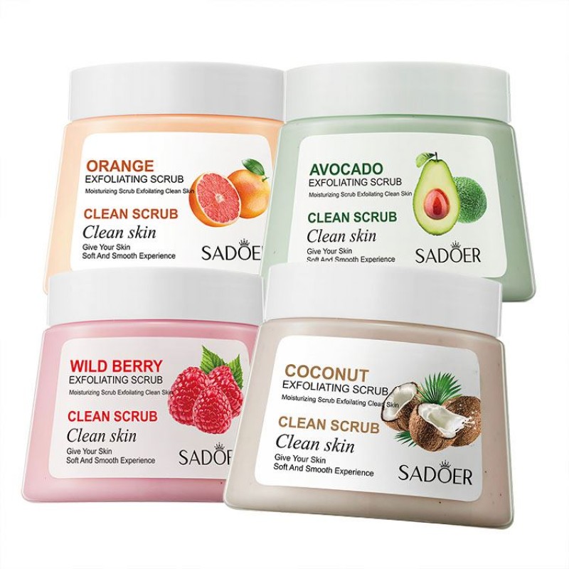 For SADOER 250g Organic Fruit Body Scrub High Quality Soft Smooth Deep Cleansing and Moisturizing Exfoliating Skin Cream OEM ODM