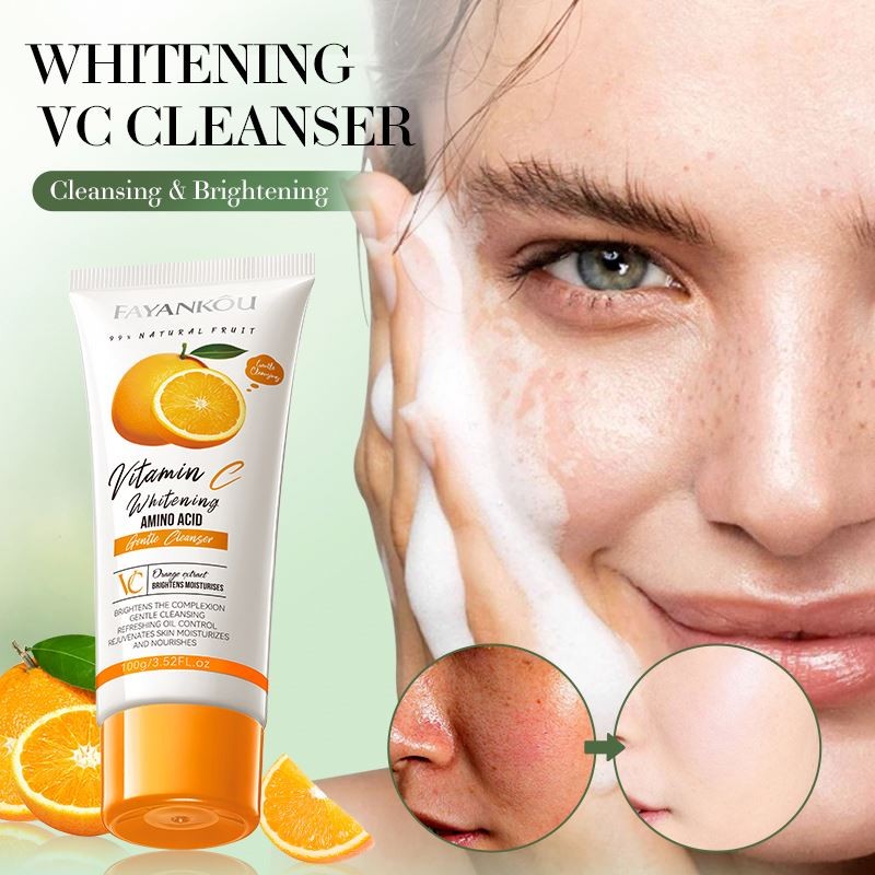OEM Wholesale FAYANKOU Orange Vitamin C Facial Cleanser Gentle Amino Acid Deep Cleaning Oil Control Whitening Face Wash