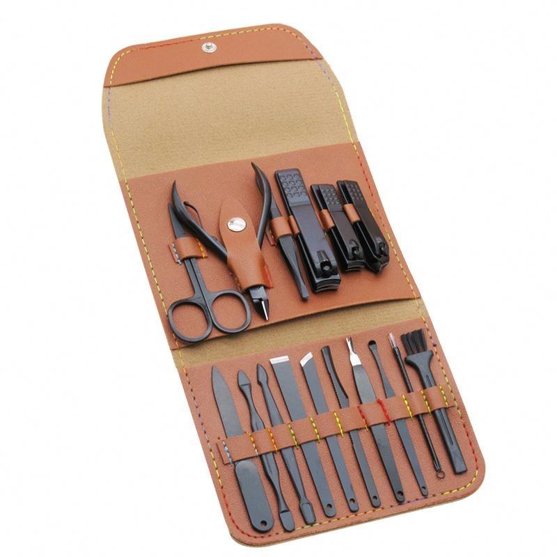High Quality Manicure Set Popular Beauty Tool Black 15 in 1nail Clipper Set